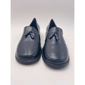 Maryland Square Loafer Shoes Tassels Black Leather
